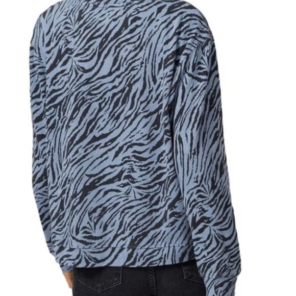 SUNDRY x Anthropologie Blue Black Zebra Stripes Top Size Medium - Picture 6 of 8